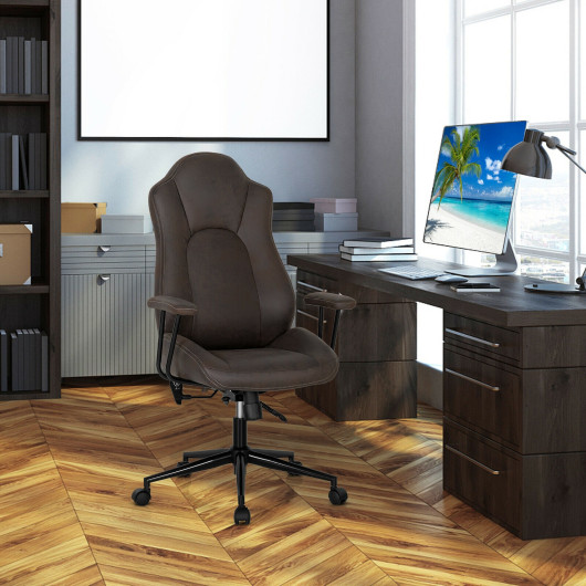 Adjustable High Back Executive Office Chair with Armrests Brown