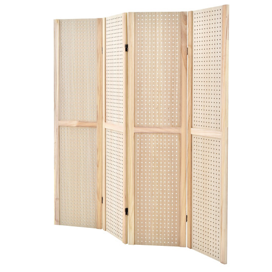 Foldable 5 ft Pegboard Room Divider Privacy Screen (4 Panels)