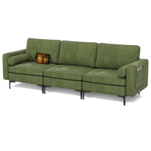 Modular L-Shaped Sectional Sofa with Storage and USB Ports