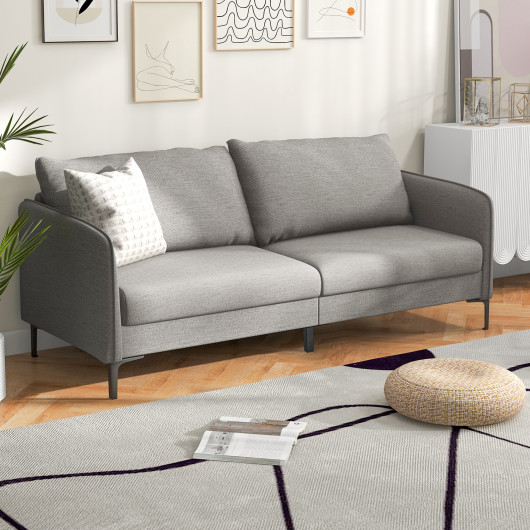 Modern Gray 76 Inch Loveseat Sofa with Metal Legs