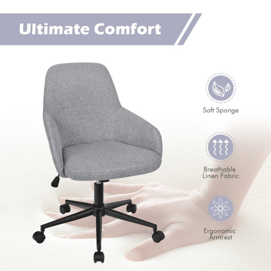 Ergonomic Gray Linen Office Chair with Adjustable Height and Rocking Back
