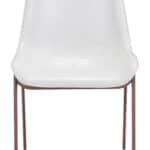 White Faux Leather Dining Chair with Walnut Legs (Set of 2)