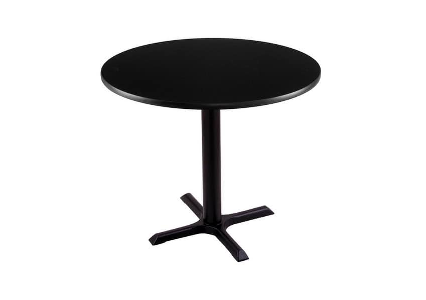 30-inch tall black table with reversible 30-inch black/dark cherry round top and x-style 22x22-inch base