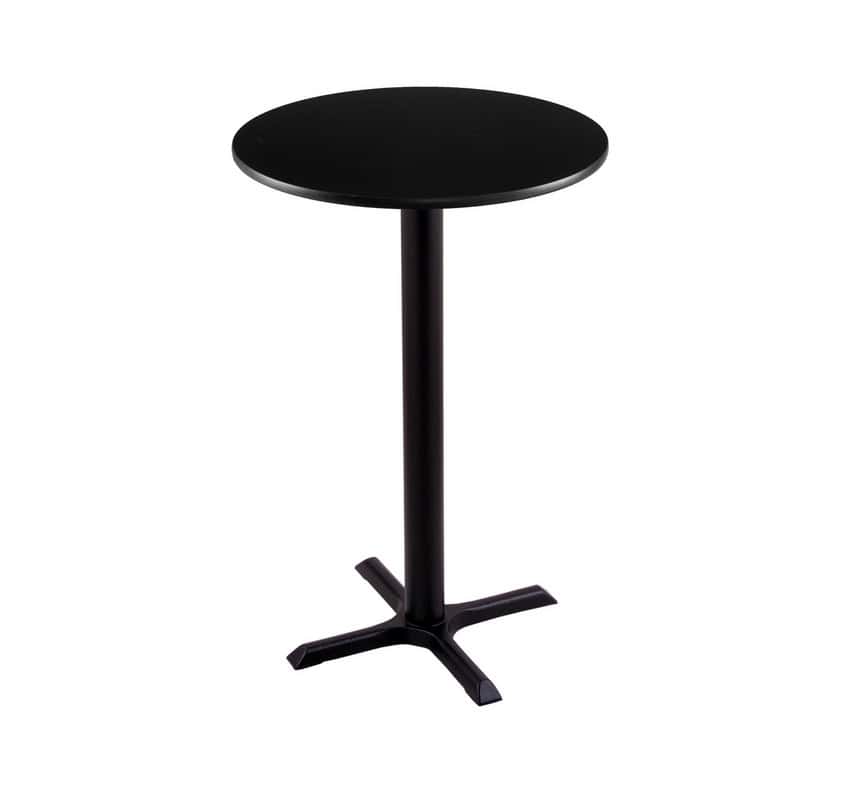 36-inch tall black table with reversible 24-inch black/dark cherry round top and x-style 22x22-inch base
