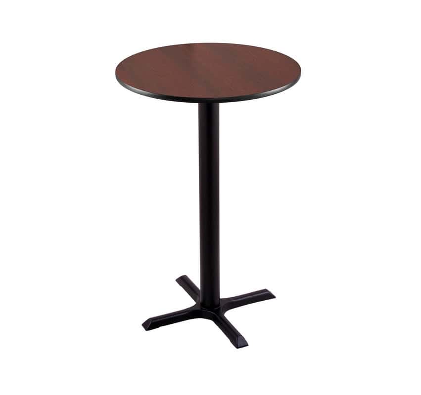 36-inch tall black table with reversible 24-inch black/dark cherry round top and x-style 22x22-inch base