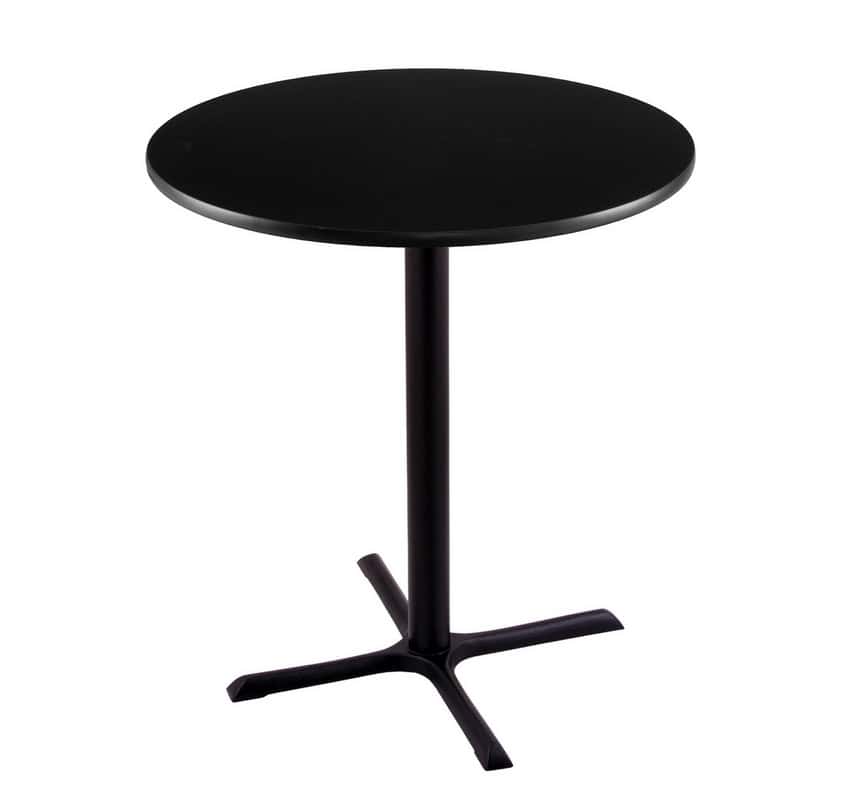 42-inch tall black table with reversible 36-inch black/dark cherry round top and x-style 30x30-inch base