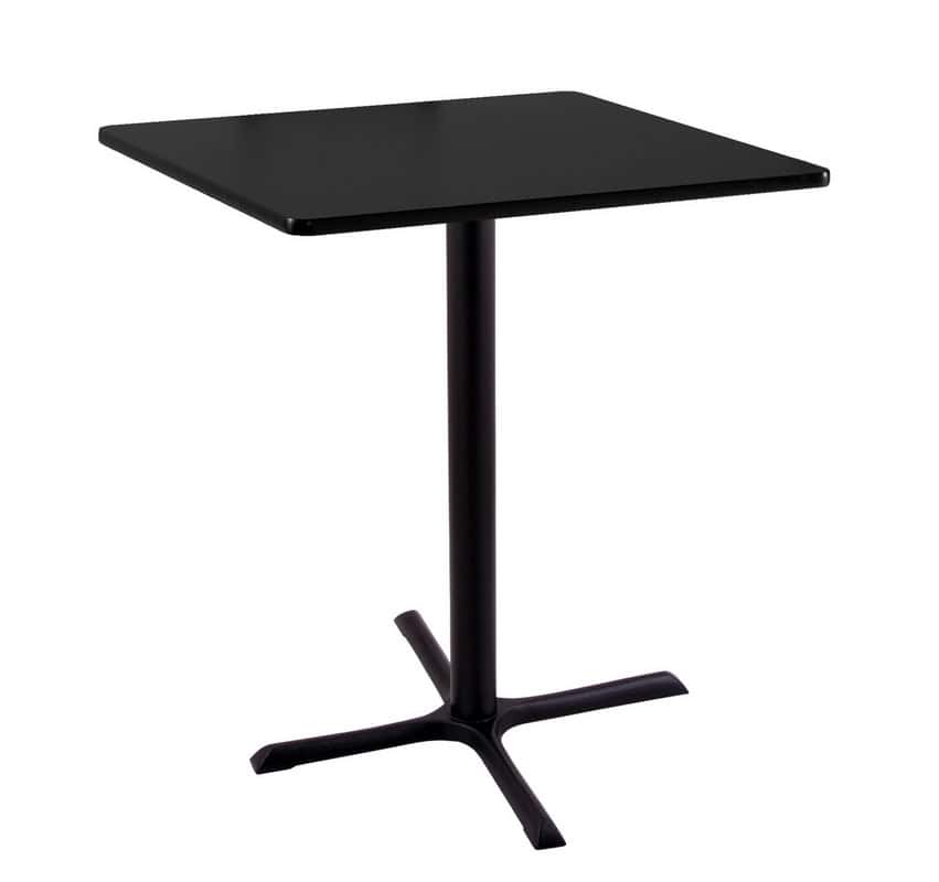 42-inch tall black table with reversible 36x36-inch black/dark cherry square top and x-style 30x30-inch base
