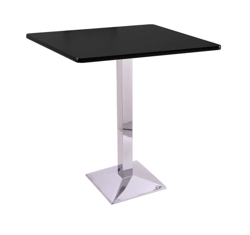 42-inch tall chrome table with reversible 36x36-inch black/dark cherry square top and square 17-inch base