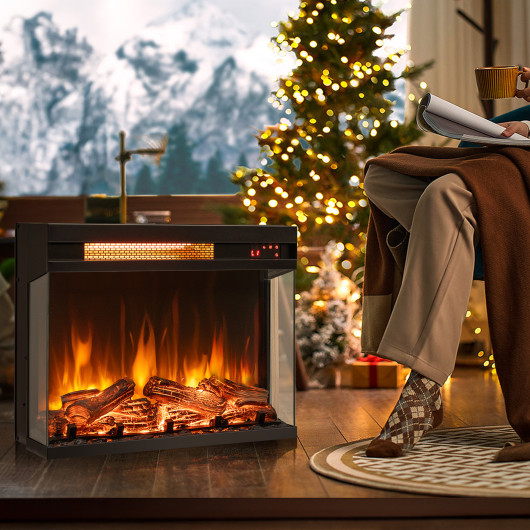 3-Sided Electric Fireplace Insert with Adjustable Heat and Flame Effects