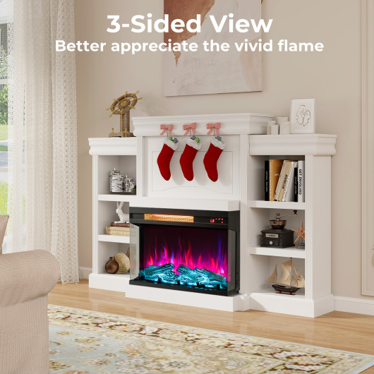 3-Sided Electric Fireplace Insert with Adjustable Heat and Flame Effects