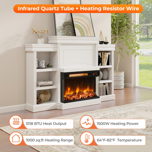 3-Sided Electric Fireplace Insert with Adjustable Heat and Flame Effects