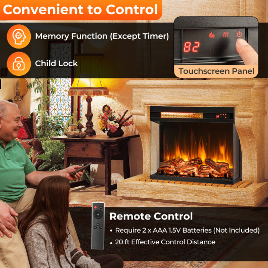 3-Sided Electric Fireplace Insert with Adjustable Heat and Flame Effects