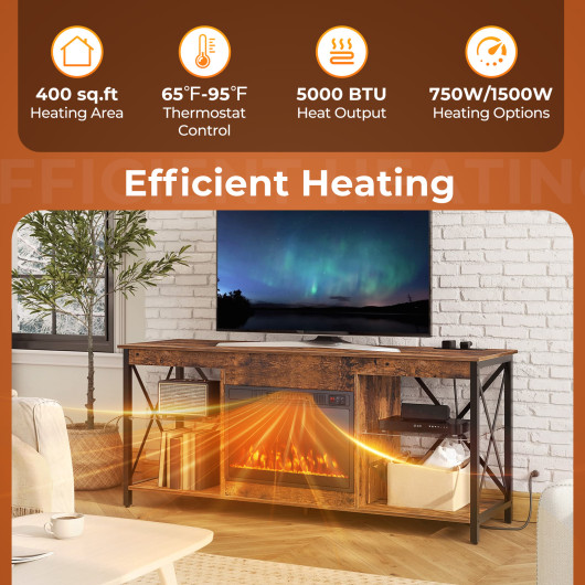 23-Inch Electric Fireplace Heater with Adjustable Flame and Heat