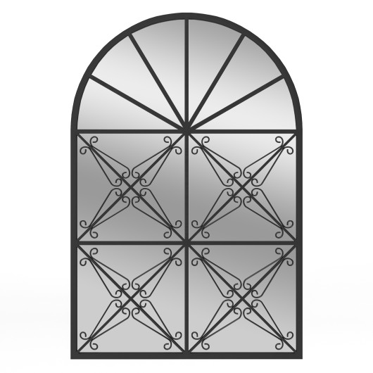 Arched Windowpane Mirror with Black Metal Frame 23 x 34