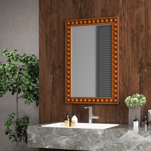 Rustic Wall Mirror with Solid Wood Frame 24 x 36 Inches