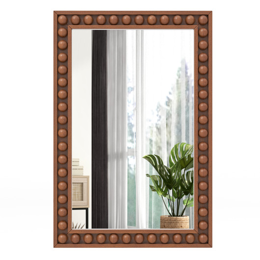 Rustic Wall Mirror with Solid Wood Frame 24 x 36 Inches