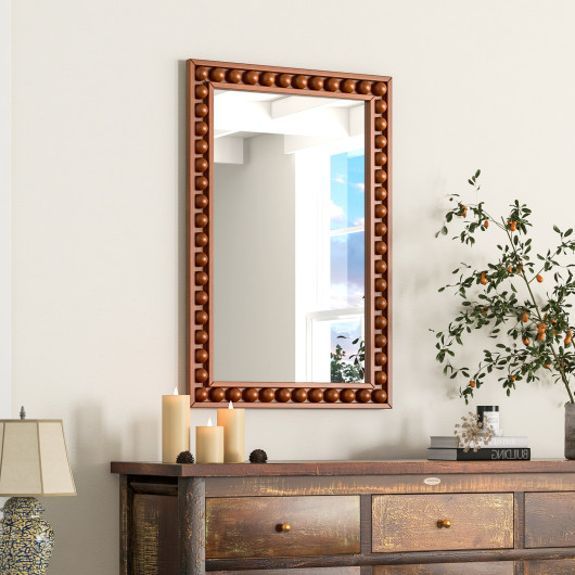 Rustic Wall Mirror with Solid Wood Frame 24 x 36 Inches