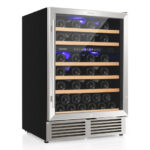 Dual Zone Wine Cooler with Reversible Door and 51-Bottle Capacity