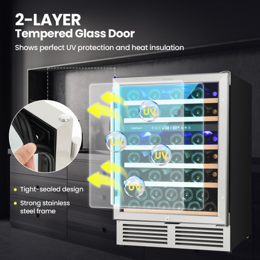 Dual Zone Wine Cooler with Reversible Door and 51-Bottle Capacity - Image 6