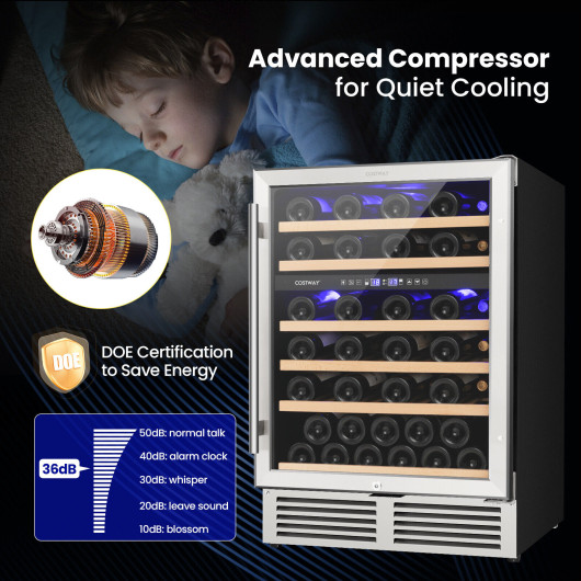 Dual Zone Wine Cooler with Reversible Door and 51-Bottle Capacity - Image 7