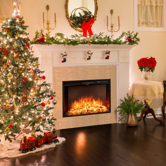 26 Inch Recessed Electric Fireplace with Adjustable Flame and Heat