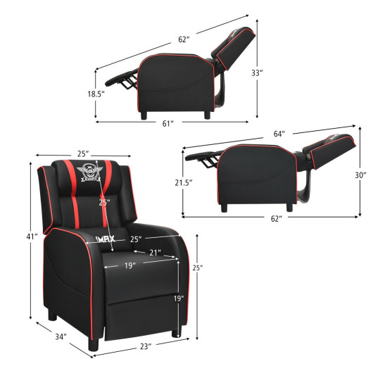 Reclining Massage Gaming Chair with Adjustable Backrest and Footrest - Image 5