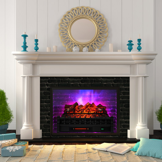 26 Inch Electric Fireplace Heater with Remote and Ember Bed