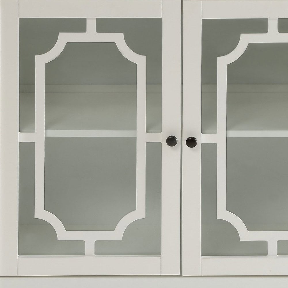 White Sideboard with Glass Doors and Shelves (1 Piece) - Image 3