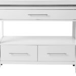 White and Stainless Steel Rolling Kitchen Island Bar Cart