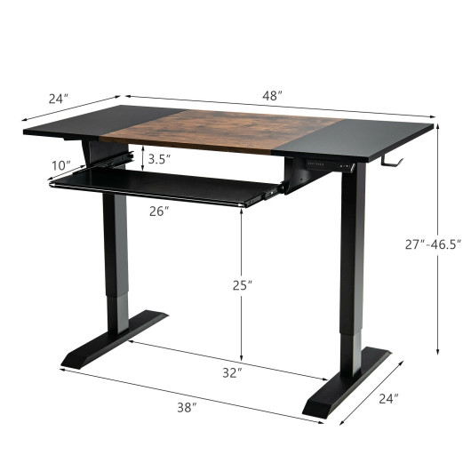 Adjustable 48 Inch Standing Desk with Keyboard Tray and Memory - Image 4
