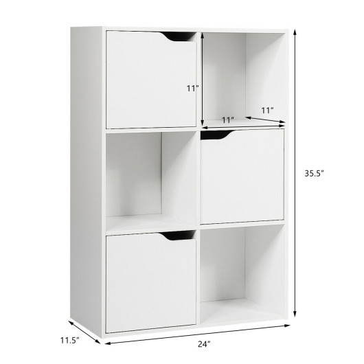 Modern 6-Cube Storage Cabinet with Open and Enclosed Shelves
