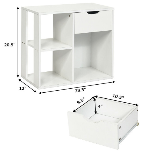 Modern 2-Tier Wooden Side Table with Drawer and Shelves - Image 5