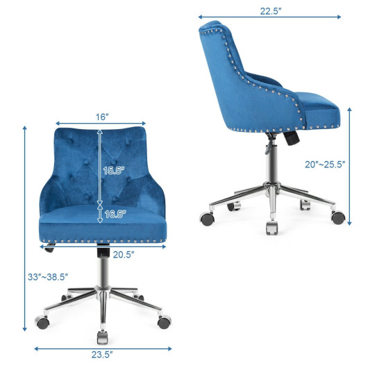 Velvet Tufted Swivel Office Chair with Adjustable Height