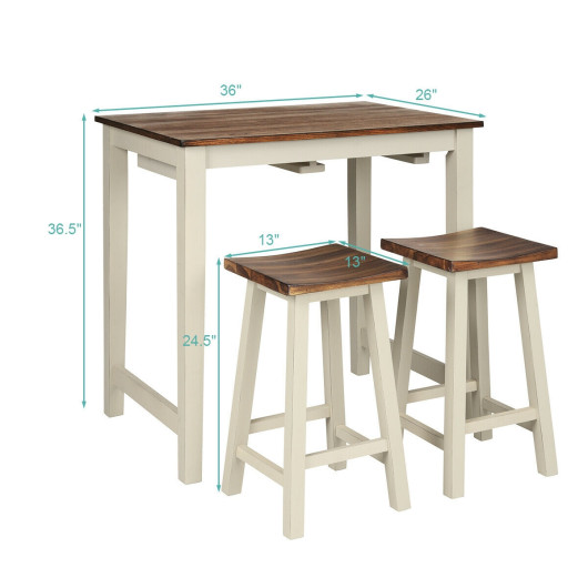 Space-Saving Counter Height Pub Table with 2 Stools (Set of 3) - Image 5