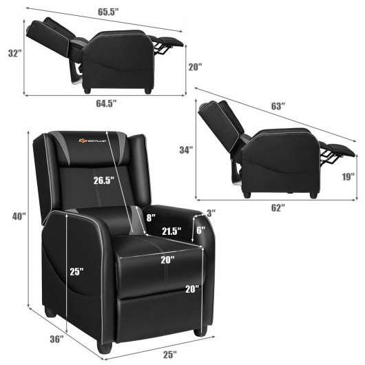 Gray Adjustable Massage Gaming Recliner Chair with Footrest and Storage