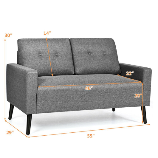 55 Inch Gray Modern Loveseat Sofa with Linen Cushion