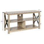 Rustic 3-Tier TV Stand with Open Shelves and Cable Management