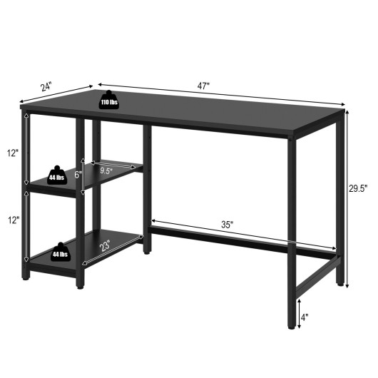 47 Inch Black Computer Desk with Adjustable Shelf - Image 7
