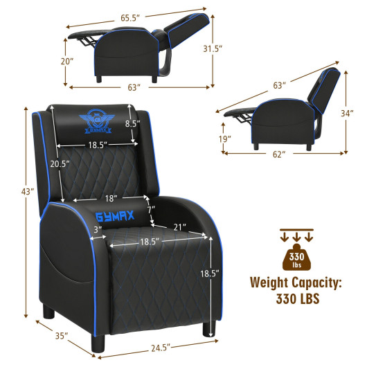 Massage Recliner Chair with Adjustable Backrest for Home Theater Blue
