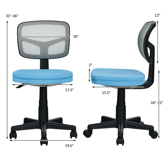Adjustable Armless Mesh Office Chair with Wheels for Home
