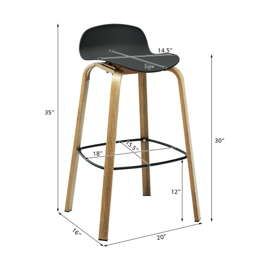 Modern Low-Back Bar Stools with Metal Legs (Set of 2) - Image 5