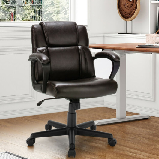 Ergonomic Adjustable PU Leather Office Chair with Armrests