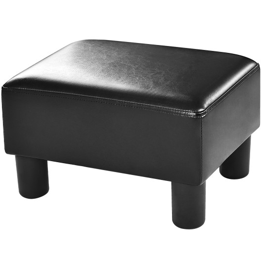 PU Leather Rectangular Ottoman Footstool with Sturdy Wood Frame