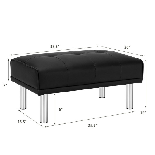 Tufted Ottoman Bench with Stainless Steel Legs for Living Room