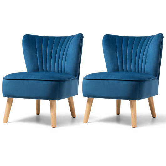 Velvet Upholstered Armless Chair with Wood Legs for Living Spaces