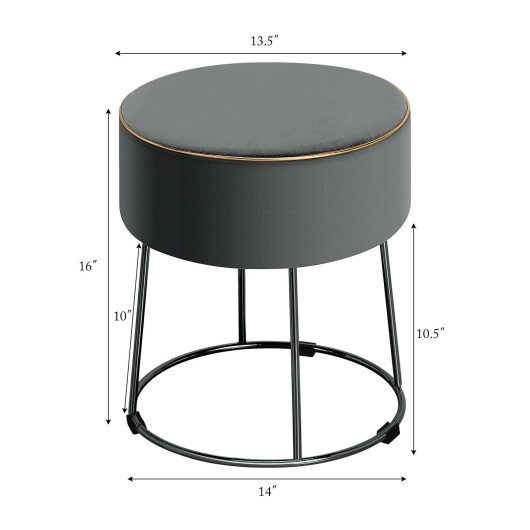 Velvet Round Ottoman Stool with Non-Slip Pads for Living Room