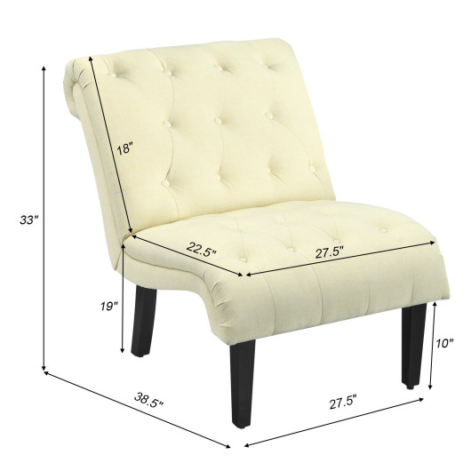 Cotton Linen Fabric Armless Accent Chair with Adjustable Foot Pads - Image 4