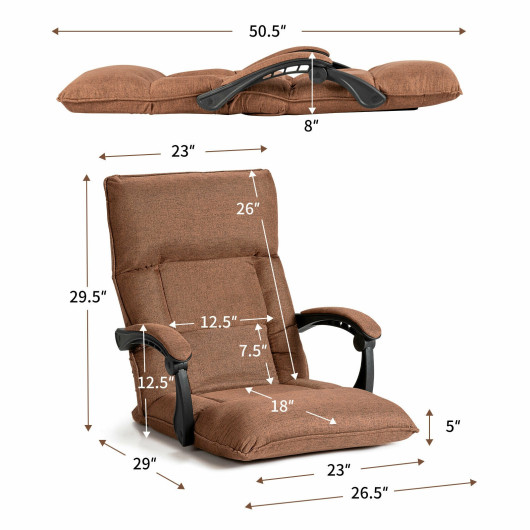 Adjustable 14-Position Floor Sofa Chair with Armrests and Pillow - Image 4