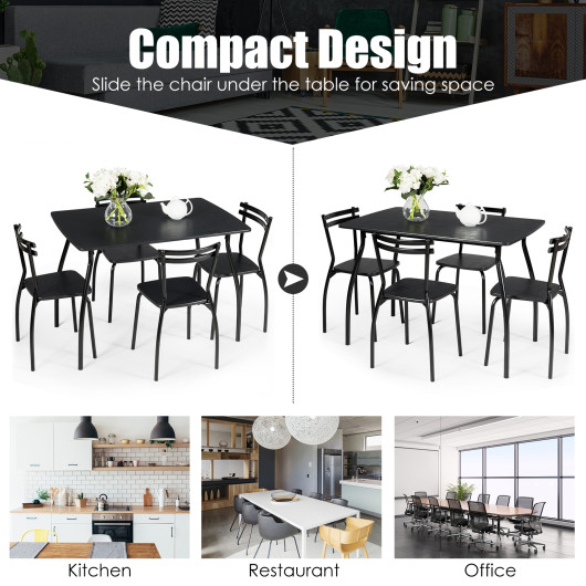 Space-Saving Dining Table and Chair Set with Steel Frame (Set of 5) - Image 2