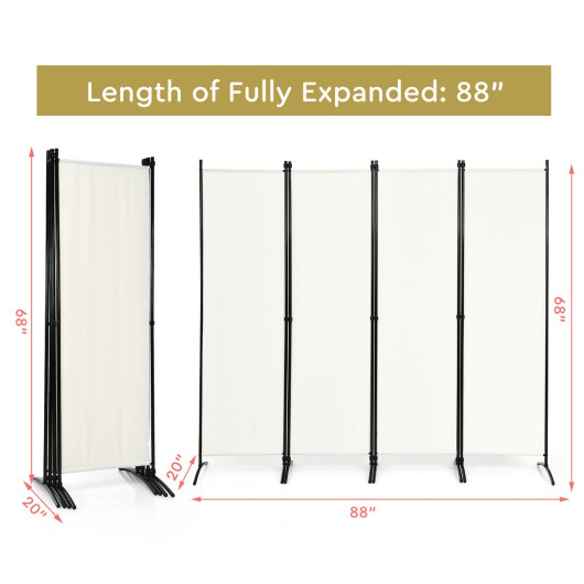 Foldable 4-Panel Room Divider with Durable Steel Frame